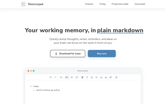 Memorypad – A simple editor for your working thoughts