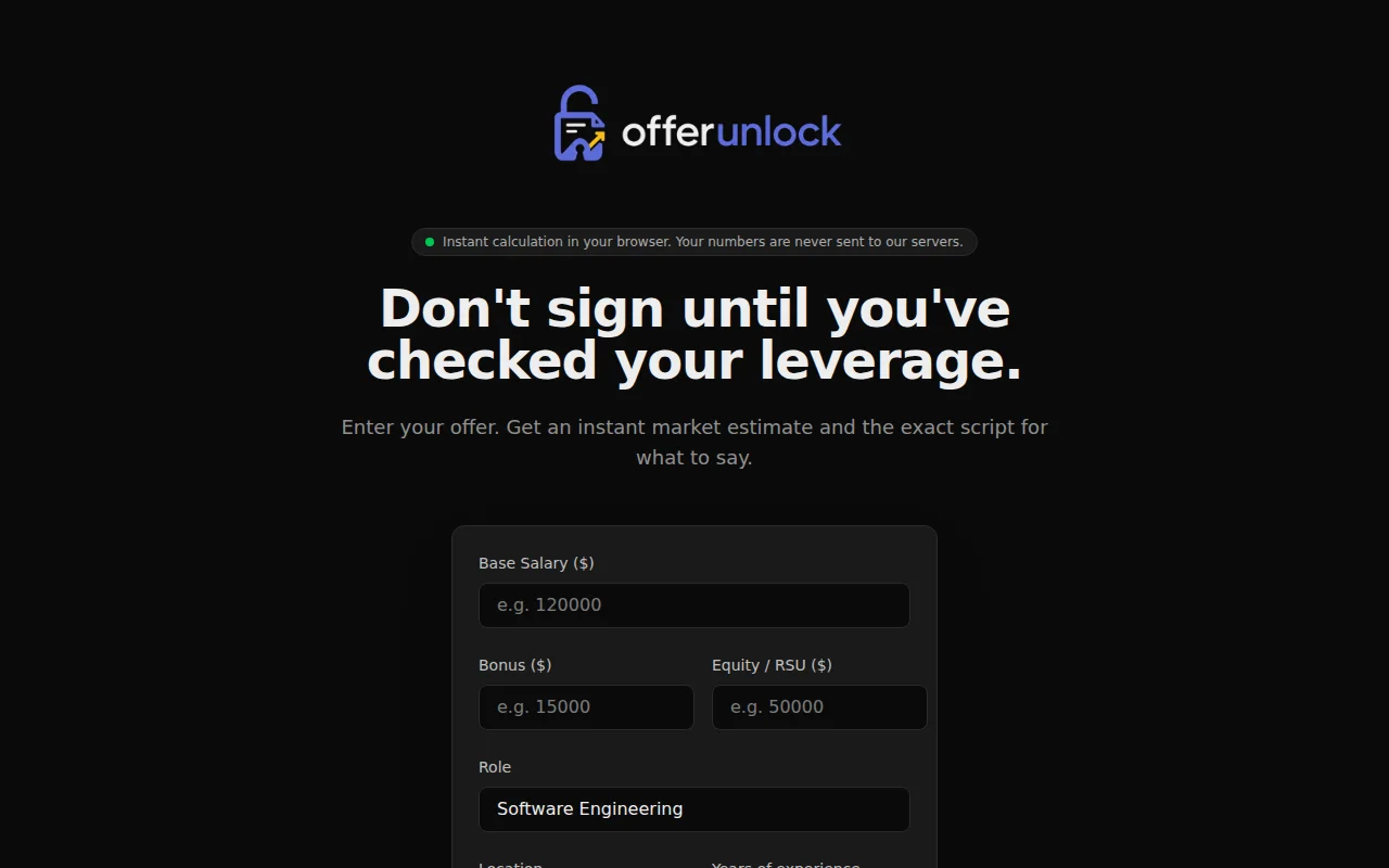 OfferUnlock – Check if your tech job offer is underpaid