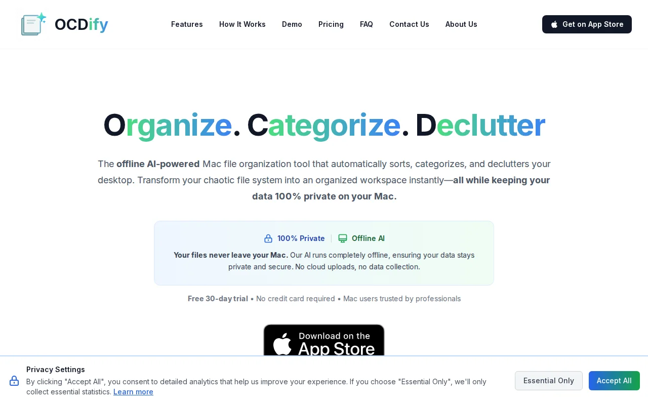 Ocdify – Offline AI that organizes your Mac files, 100% on-device