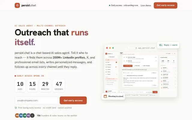 Persist.chat – Outreach and Sales Agents