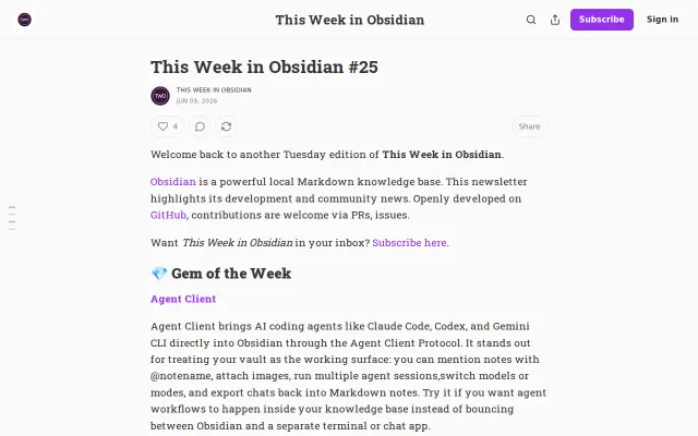 This Week in Obsidian – Obsidian Newsletter Published Every Tuesday