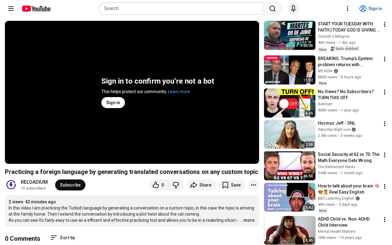 Practicing foreign language generating conversation on topic [video]