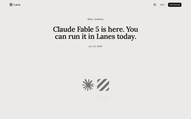 Lanes now runs Claude Fable 5 across parallel agent sessions