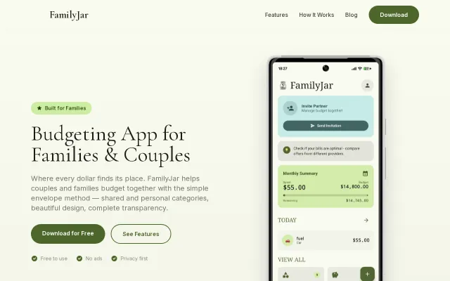 FamilyJar – privacy-first budgeting app for couple