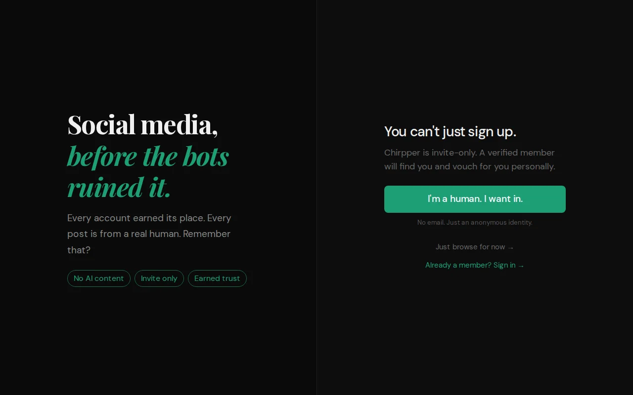 Social network where inviting someone makes you accountable for them