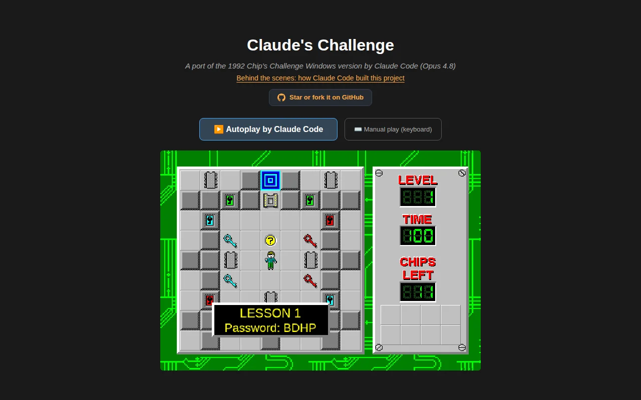 Chip's Challenge (1992), rebuilt for the web