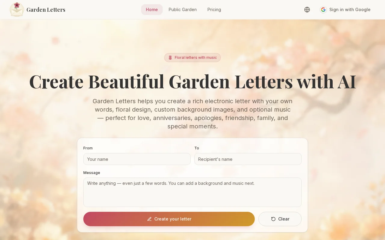 Garden Letters – Floral Letter Design and Music