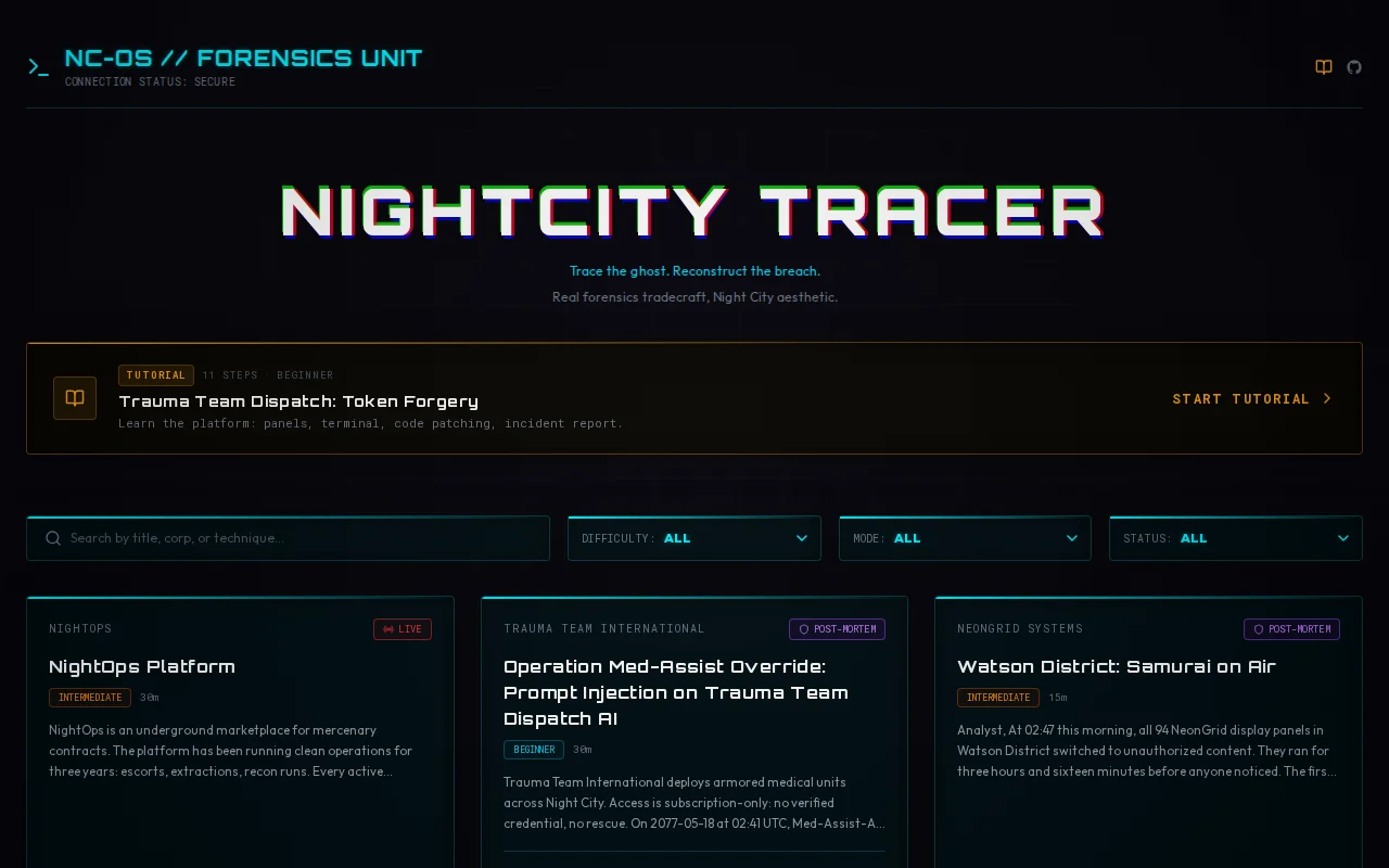 NightCity Tracer is an open-source Blue Team Simulator