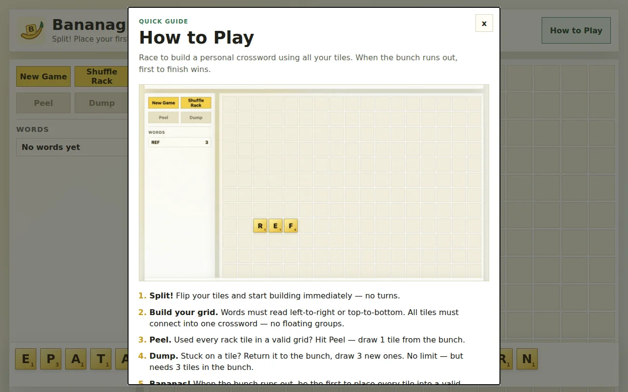 Bananagrams Tiles Word Game Online