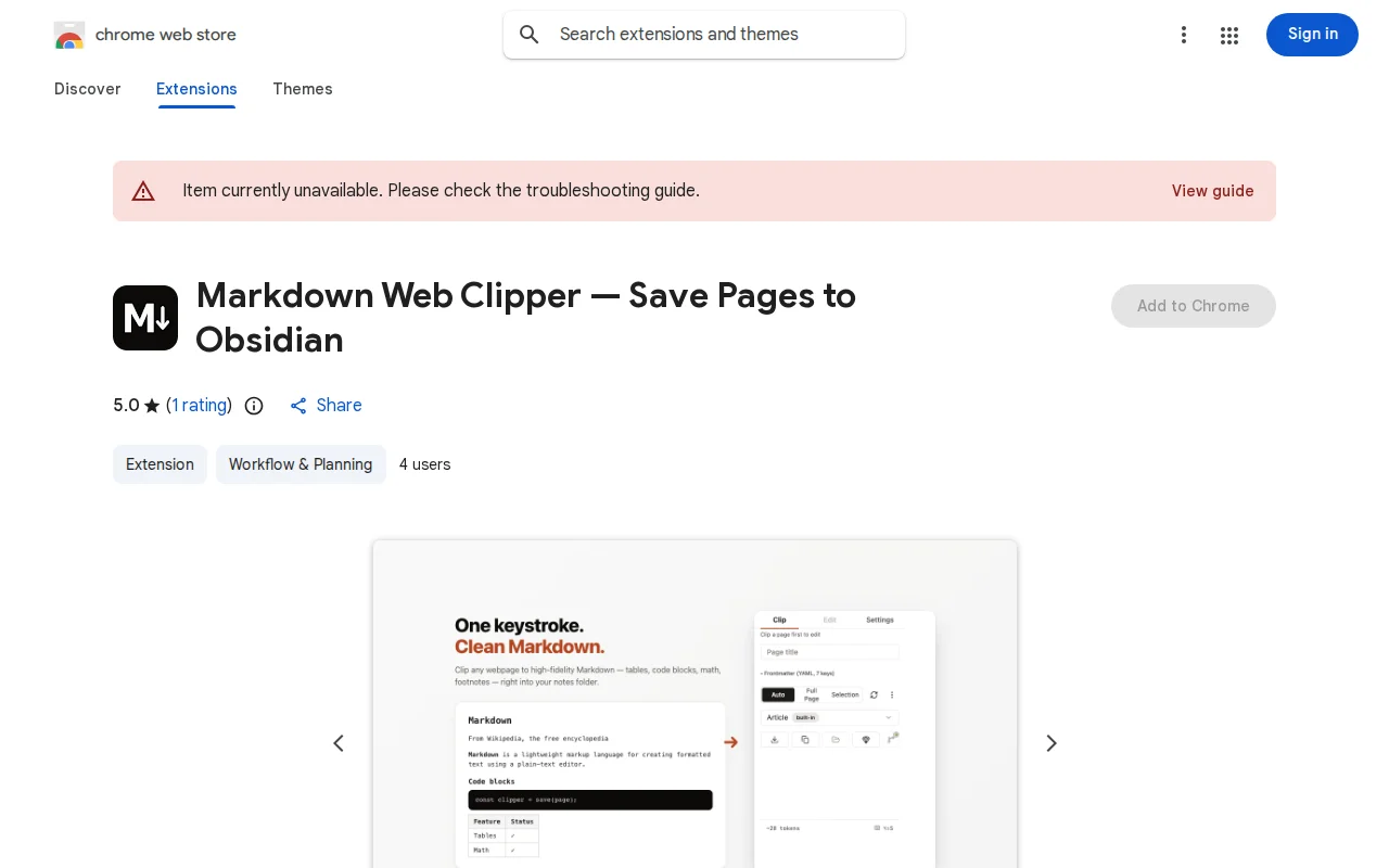 A Markdown web clipper that doesn't break tables, code, or math