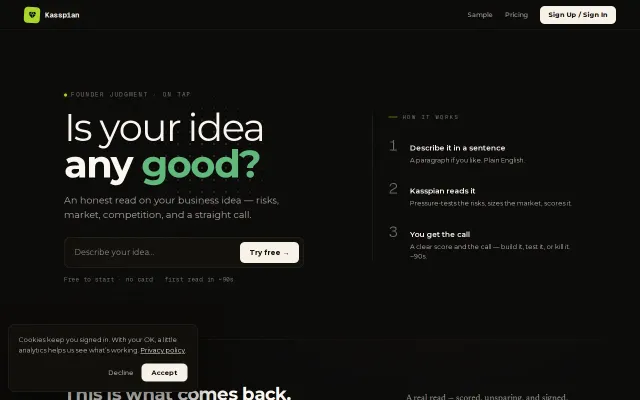Kasspian – An AI that tells you your business idea isn't good