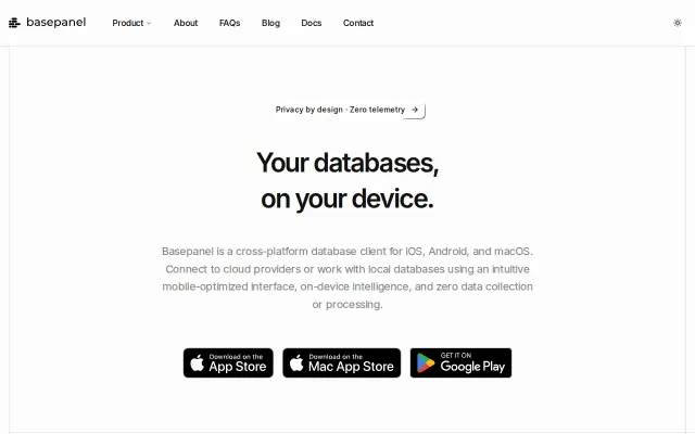 Basepanel, a Postgres, MySQL, and SQLite Editor for iOS and Android