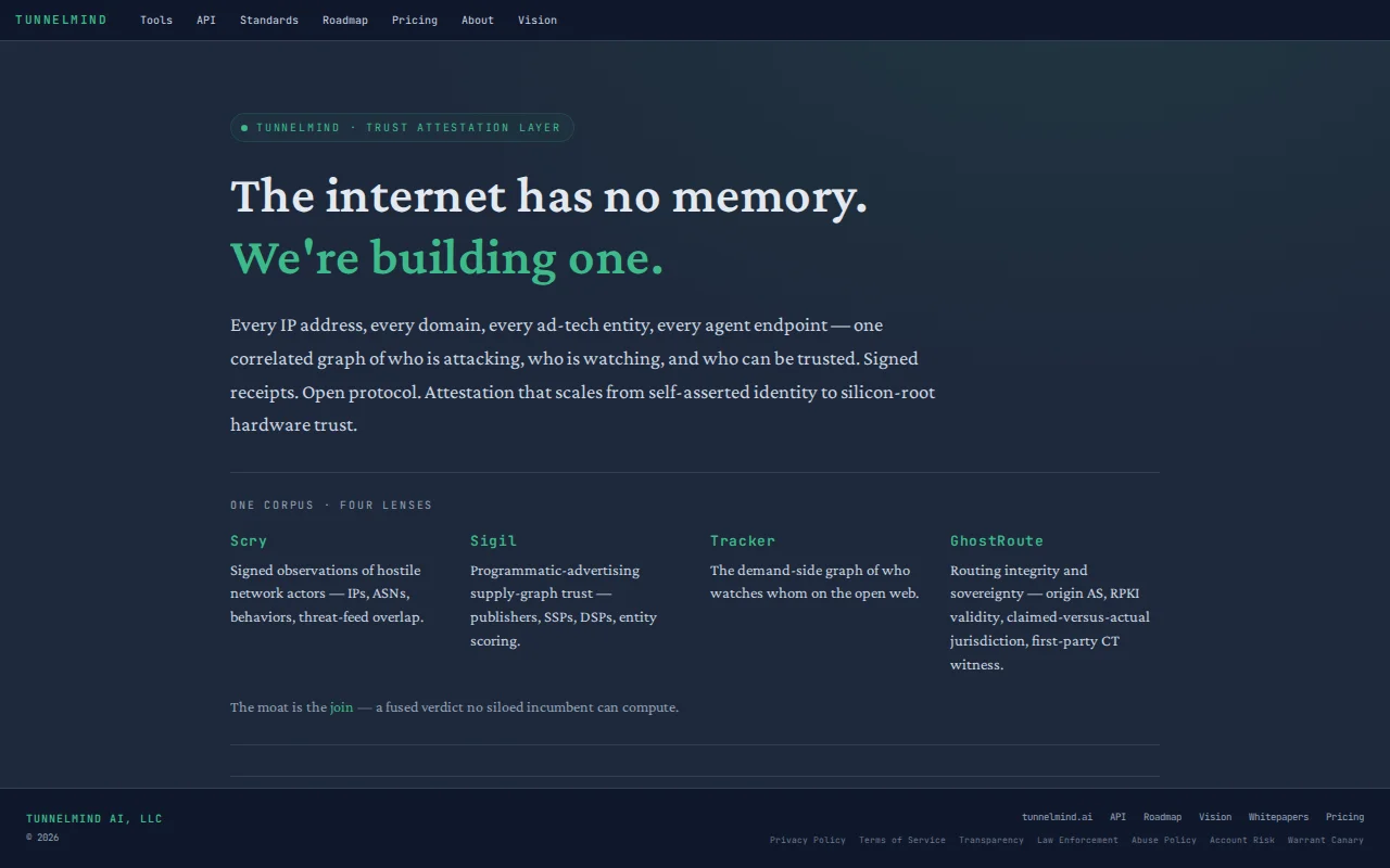 TunnelMind – reputation API for IPs, ASNs, and ad-tach supply chains