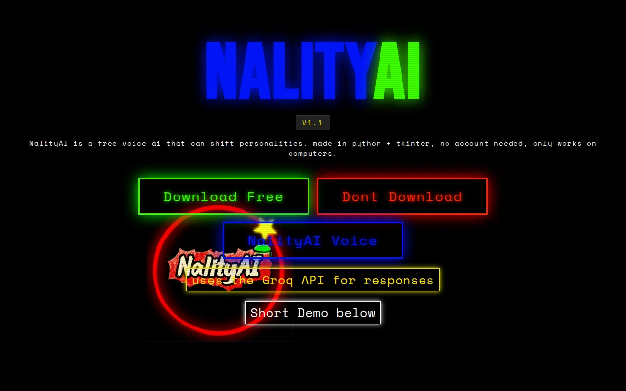NalityAI – desktop voice assistant with 9 personalities built in Python