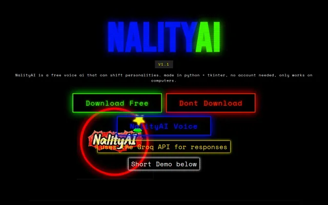 NalityAI – desktop voice assistant with 9 personalities built in Python