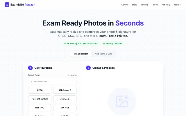An Indian exam photo resizer built with Rust and WASM