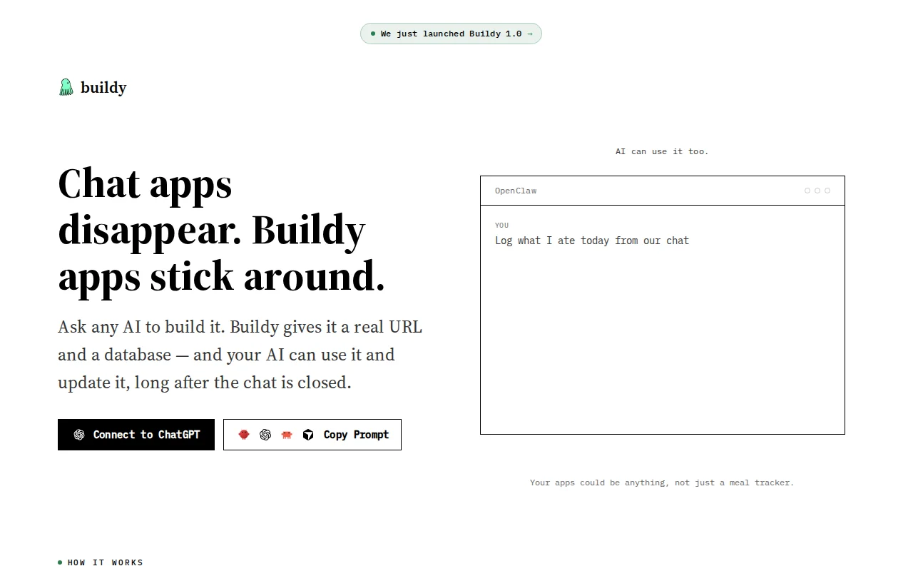 Deploy personal apps with your agent via Buildy