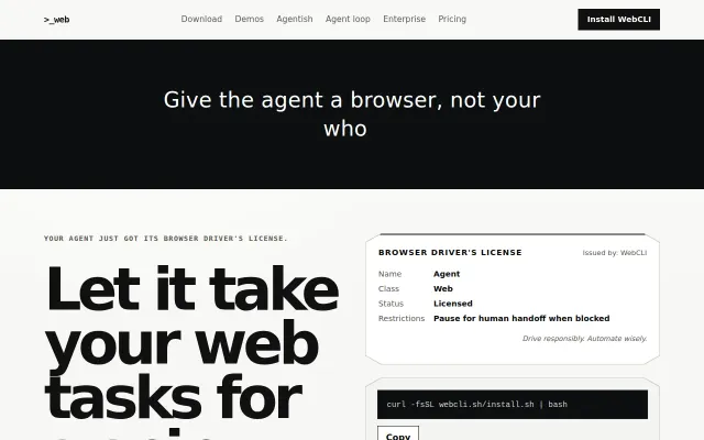 WebCLI – drive browser tasks from the command line using agents