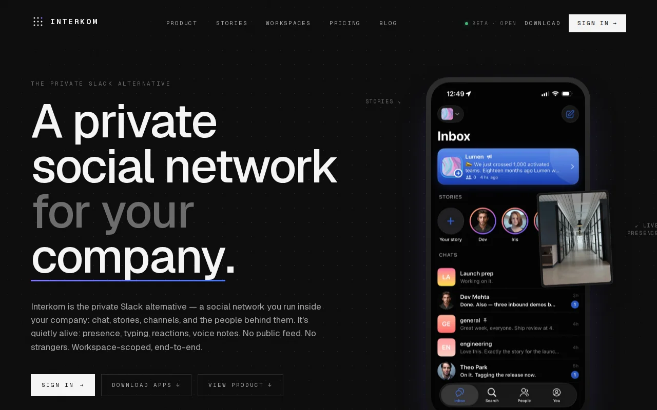 Interkom – Social Slack Alternative