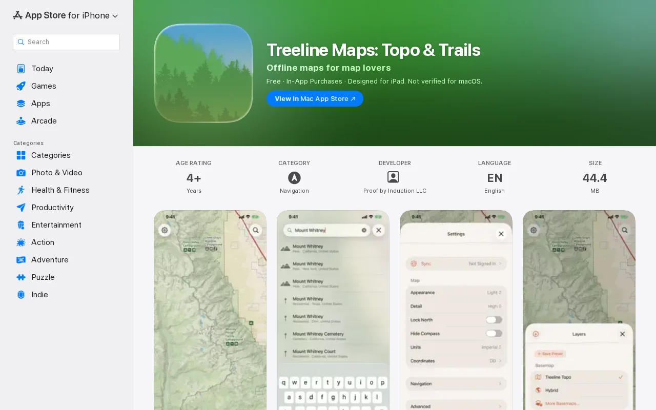 Treeline – beautiful, powerful wilderness topo maps for iOS