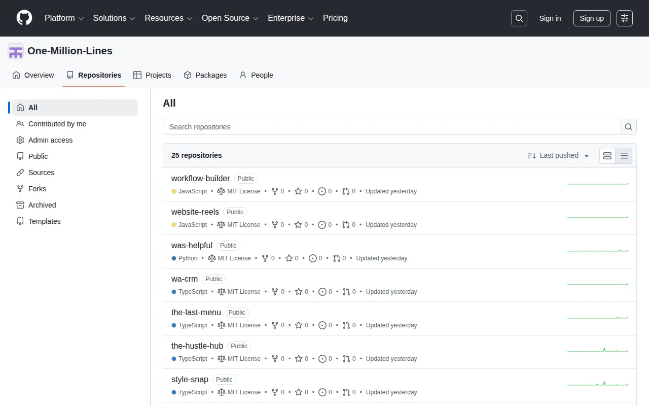 Started 25 projects in the last 2 years. Made all open source