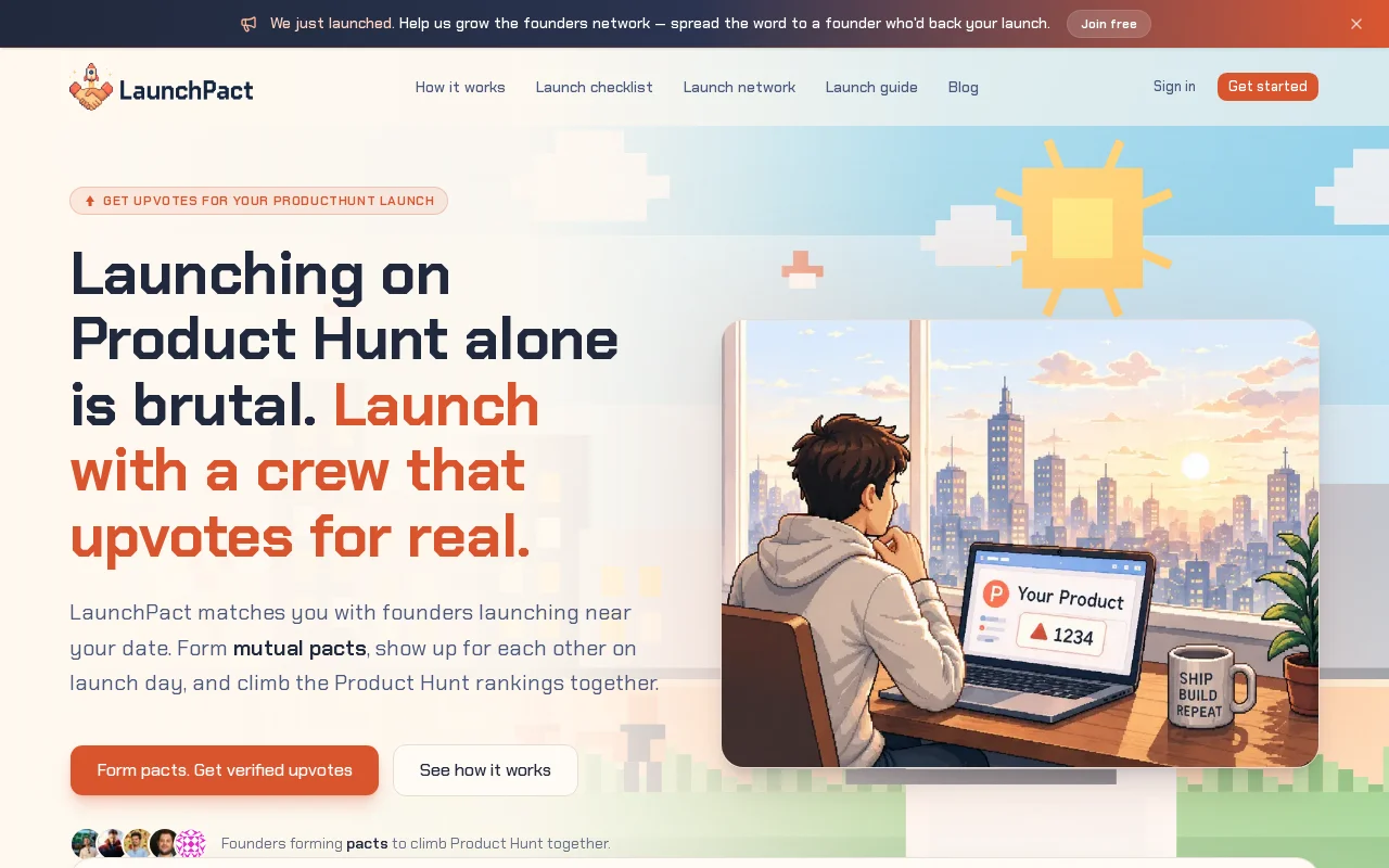 LaunchPact – Get support for your ProductHunt launch