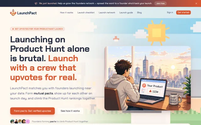 LaunchPact – Get support for your ProductHunt launch