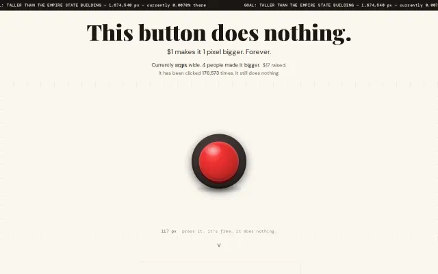 I rebuilt the Million Dollar Homepage as a single growing button