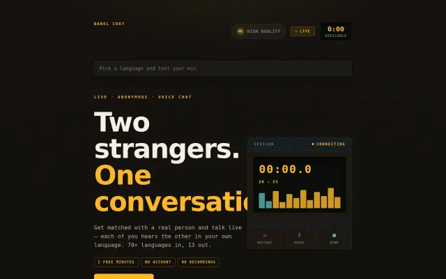 Babel realtime calls with strangers in any language