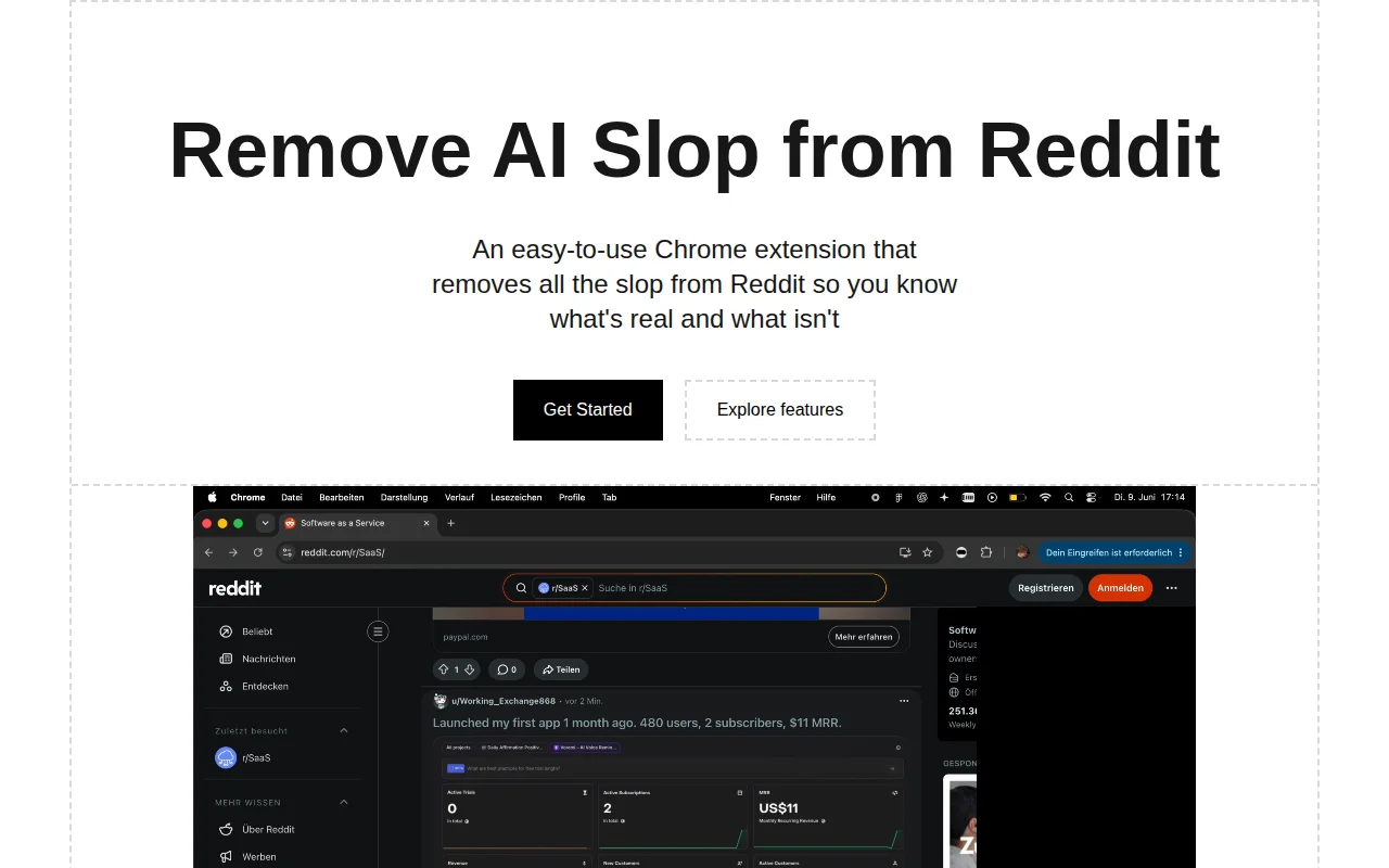Chrome Extension That Removes AI Slop / Spam / Self-Promo from Reddit