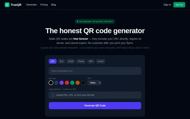 TrueQR – QR codes that don't expire, because static codes never could