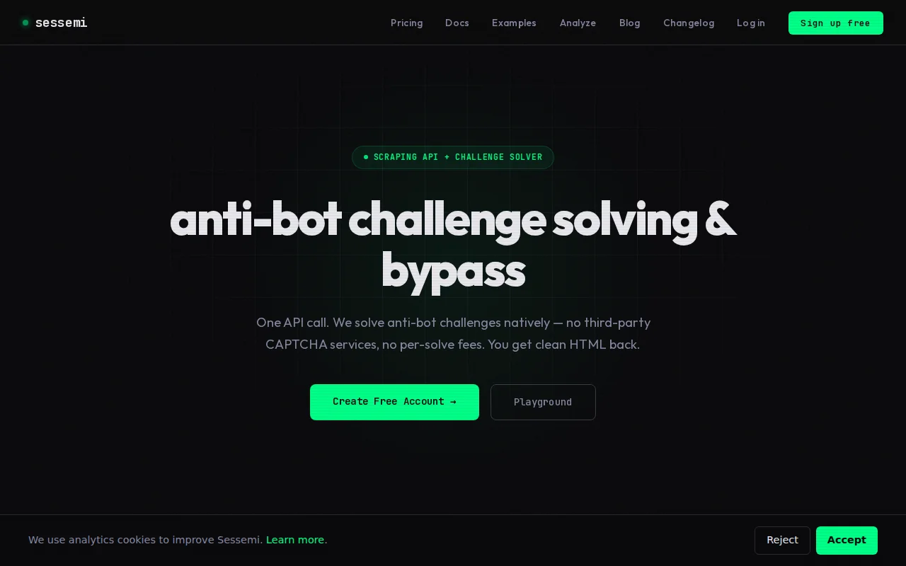 Sessemi – Scraping API That Solves Cloudflare/DataDome/Akamai Itself
