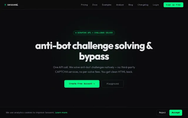 Sessemi – Scraping API That Solves Cloudflare/DataDome/Akamai Itself