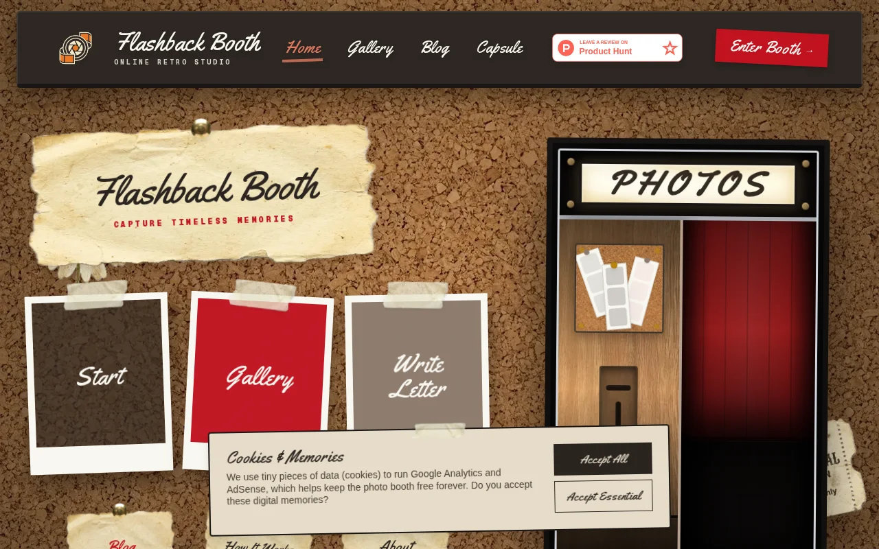 Flashback Booth, A tactile retro photo booth in the browser