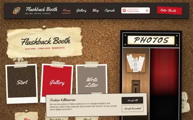 Flashback Booth, A tactile retro photo booth in the browser