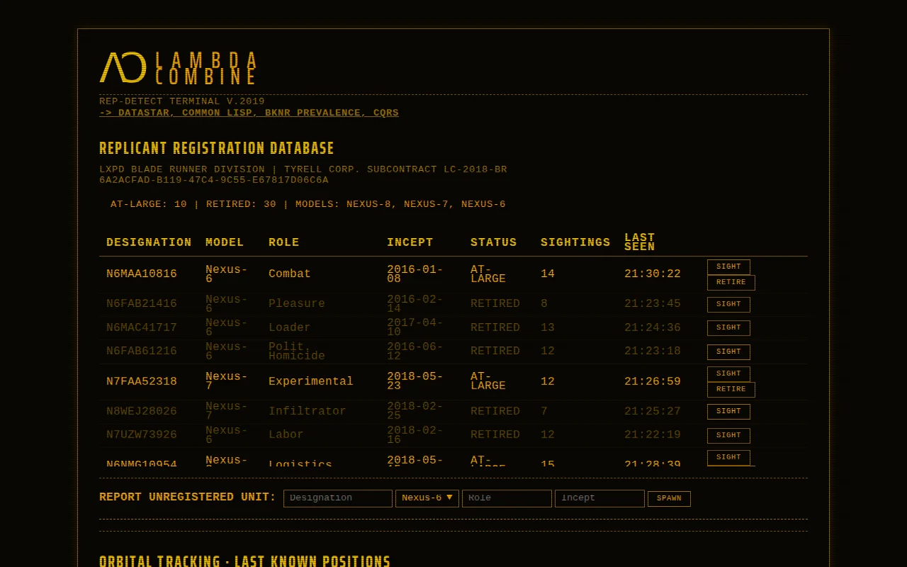 Replicant Detector with Datastar, Common Lisp, BKNR Datastore