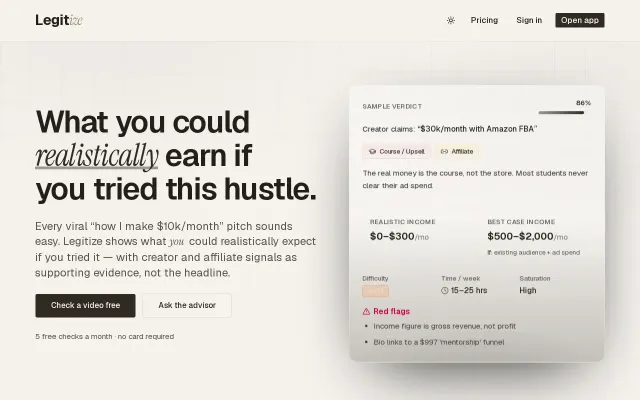 I built a tool to check if side hustle income claims are real