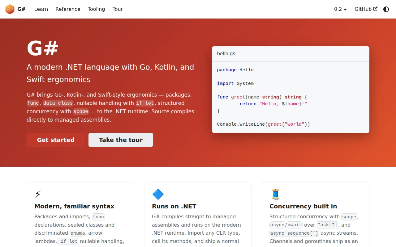 G# –> a new dotnet language like Go/Swift/Kotlin with C# interop