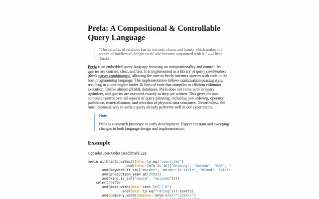 Prela – A Compositional and Controllable Query Language