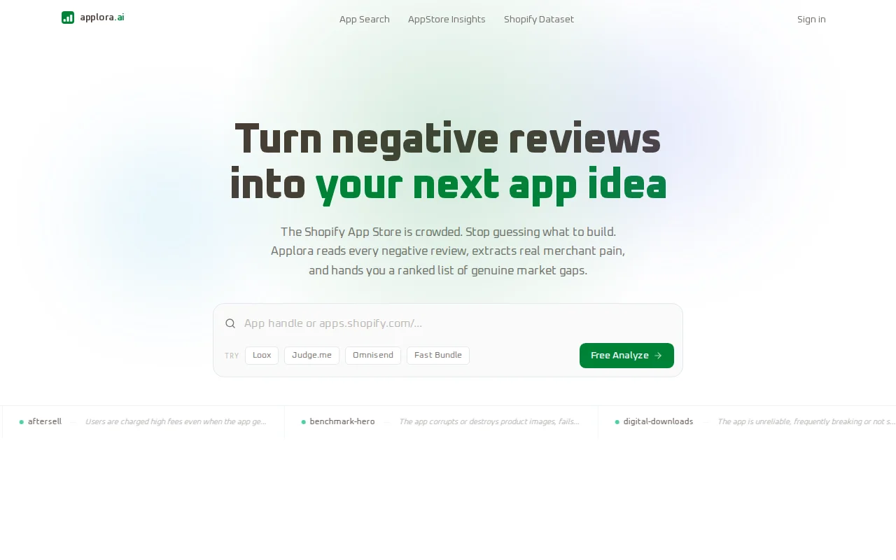 Applora – extracting product feedback from Shopify app reviews