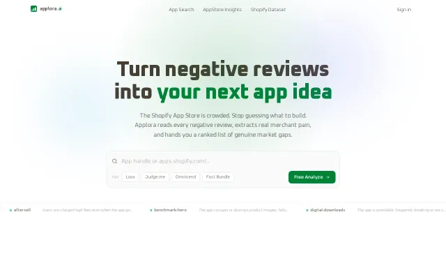 Applora – extracting product feedback from Shopify app reviews