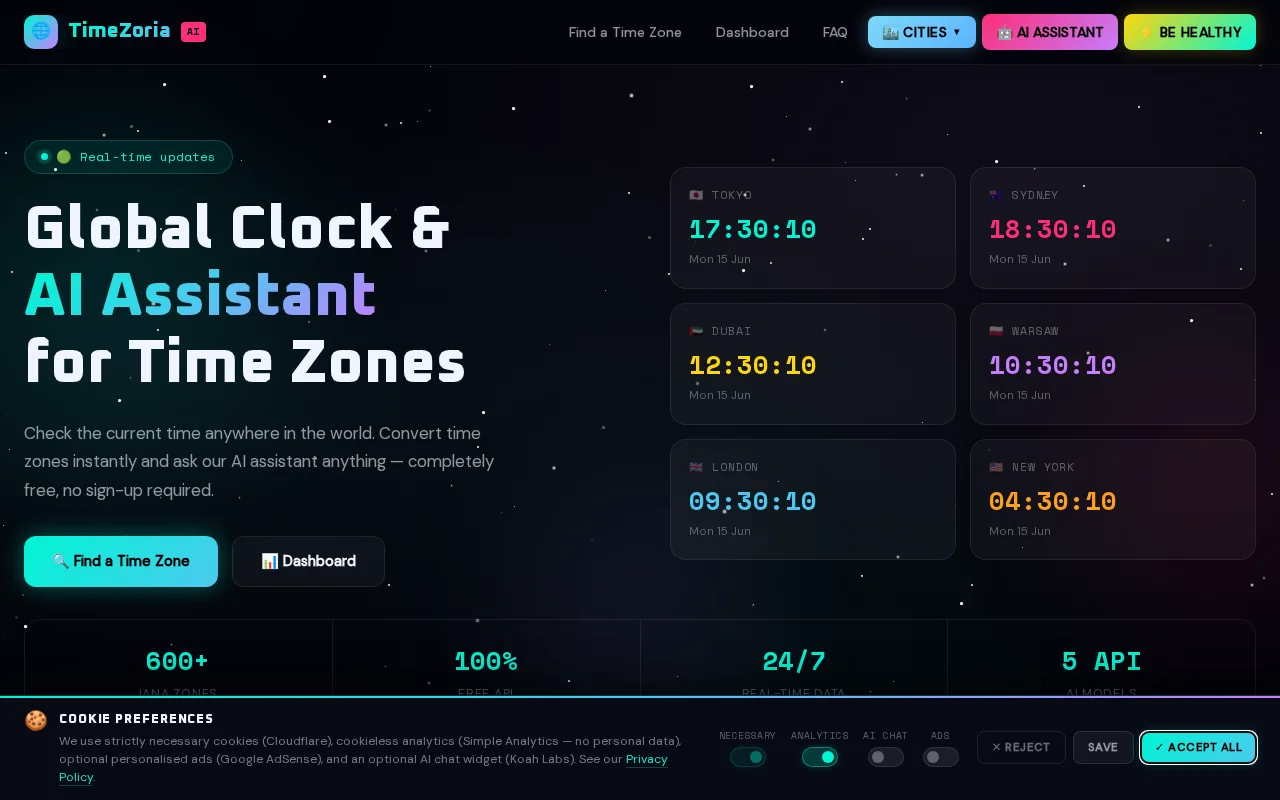 TimeZoria – fast way to check and compare time zones