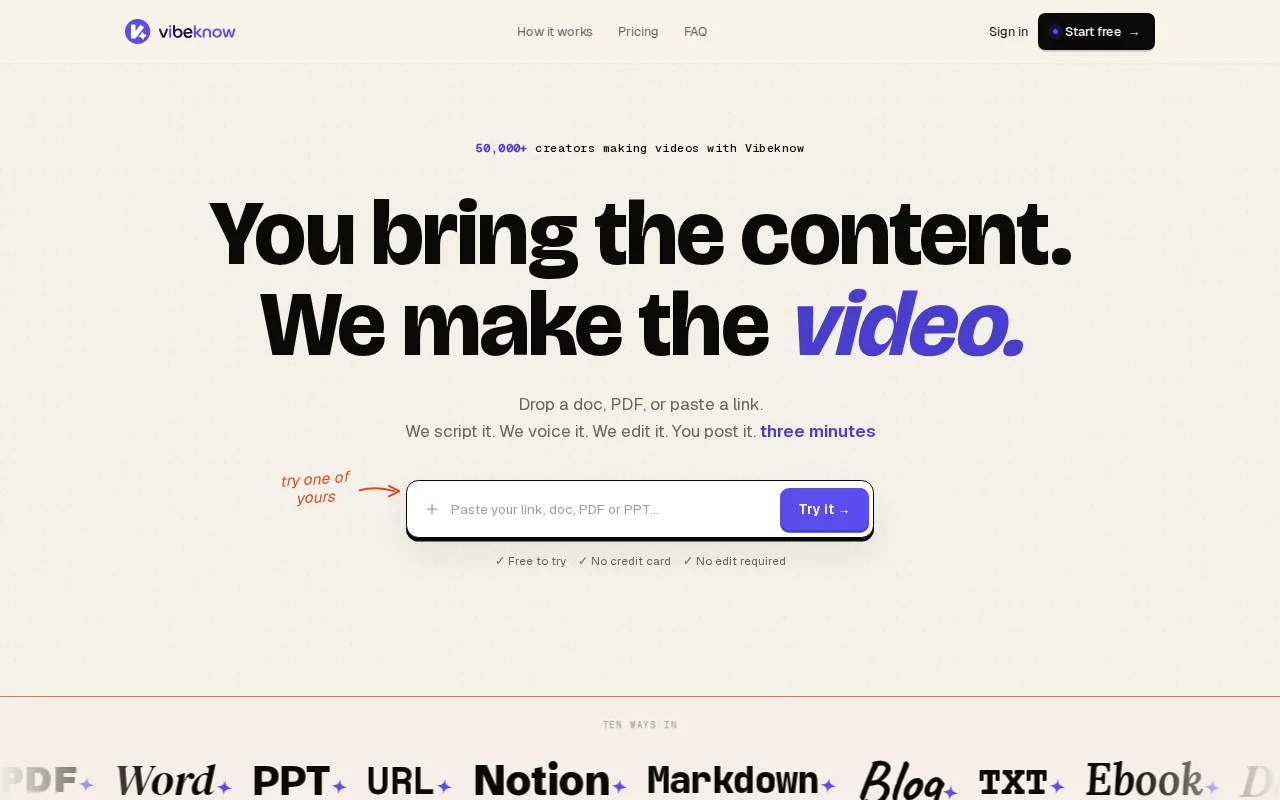 VibeKnow – content-to-video agent using Remotion
