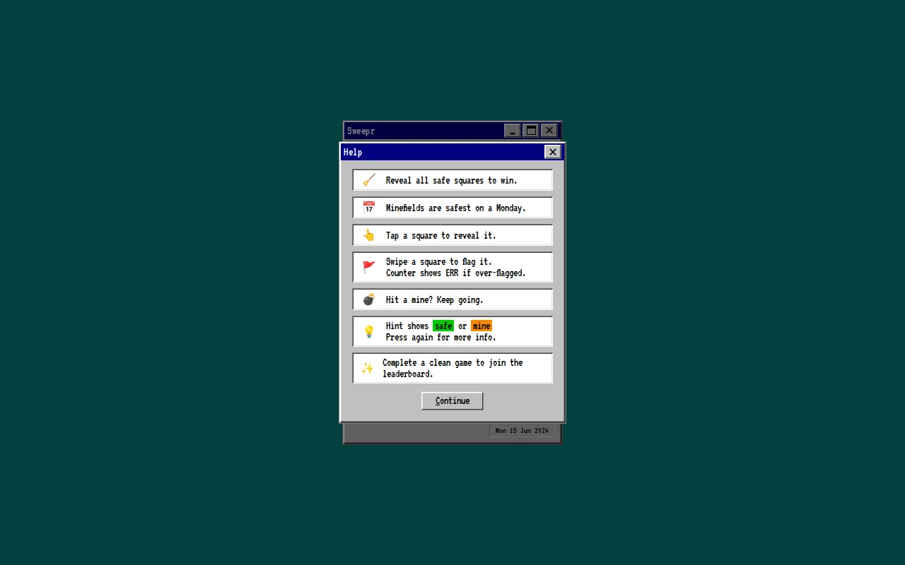 Sweepr – Daily Minesweeper with a guess-free board generator
