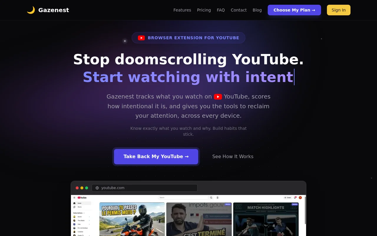 Gazenest – YouTube tracker that measures attention, not tab-open time