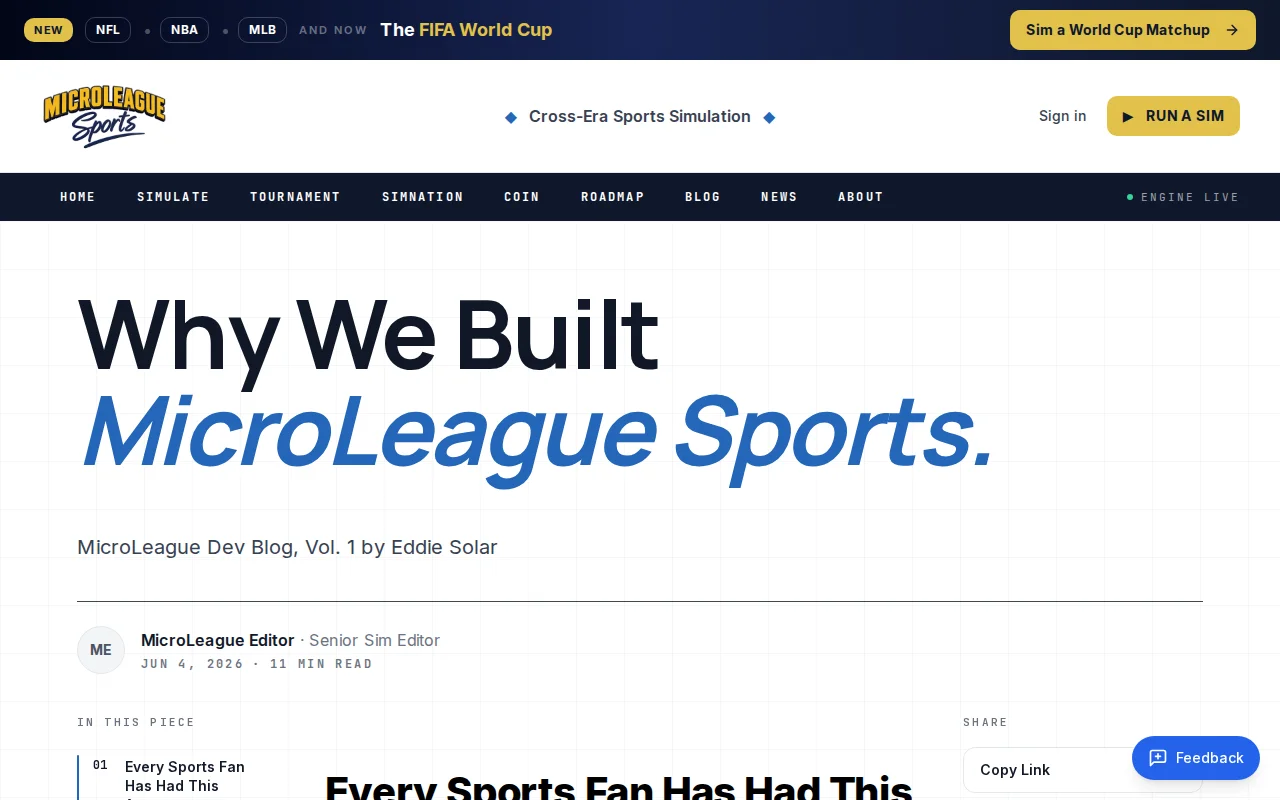 MicroLeague Sports – A platform for cross-era sports simulations