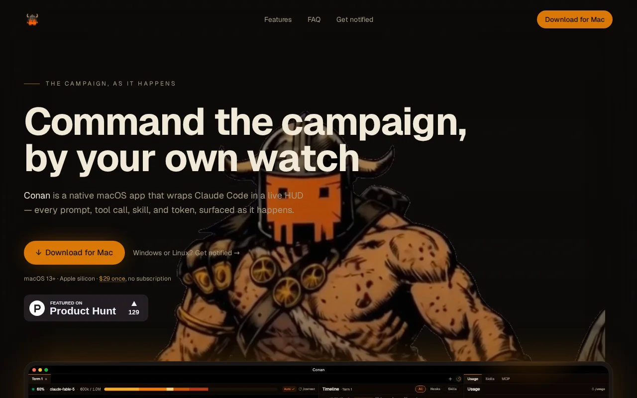 Conan – A Live HUD for Claude Code on macOS