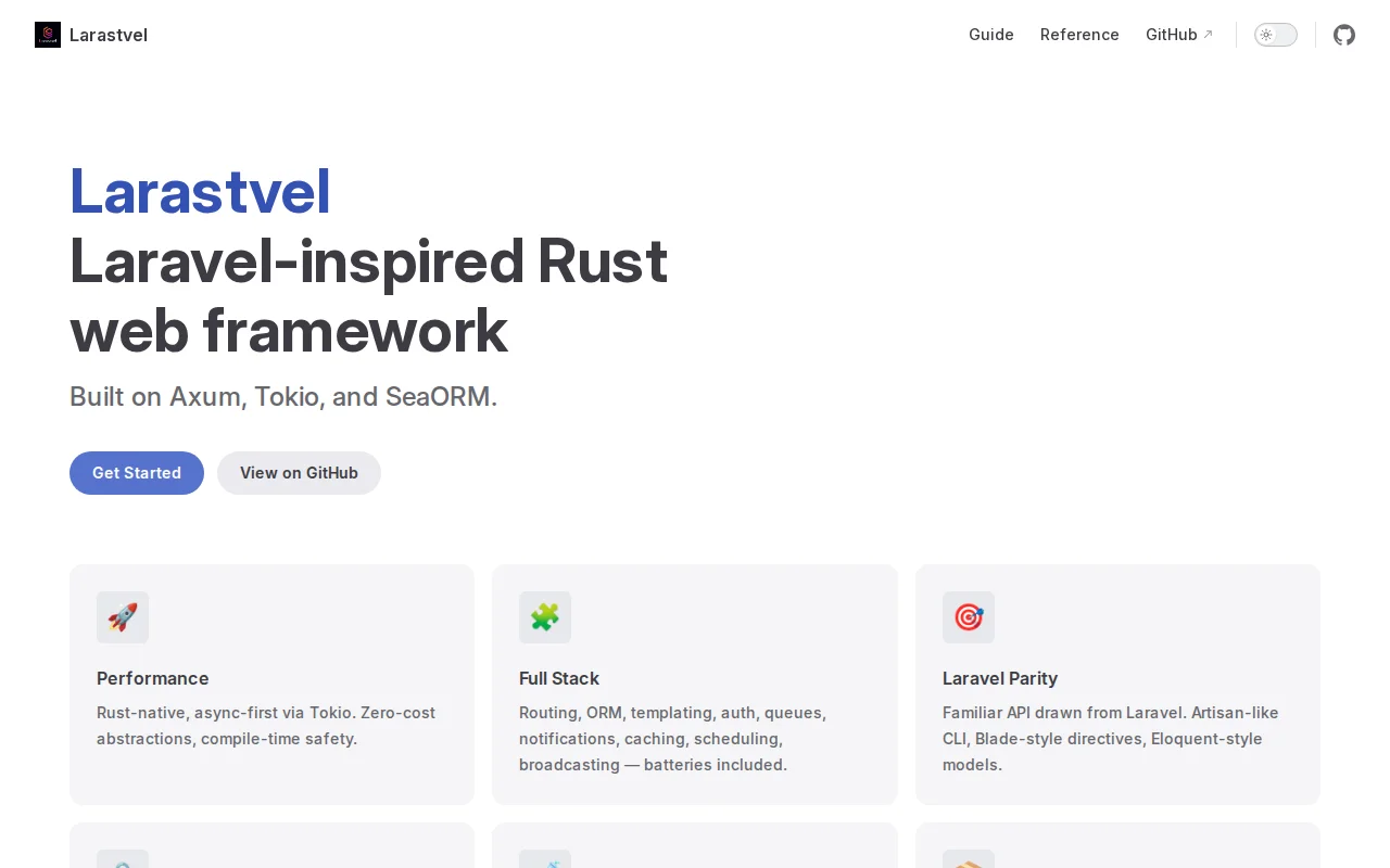 Larastvel, Laravel-inspired Rust web framework
