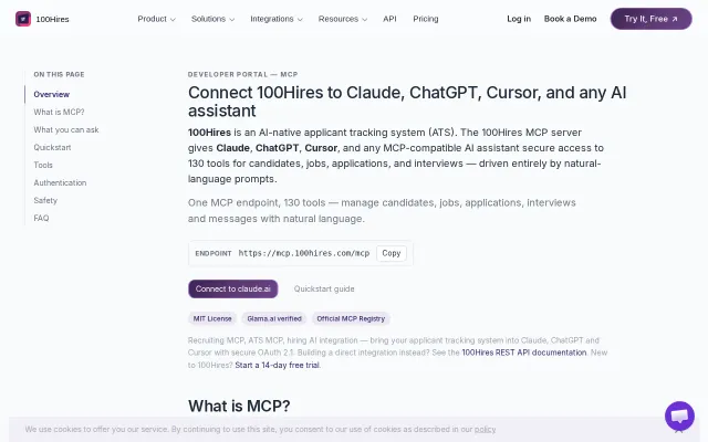 100Hires MCP, 130 tools to run an ATS through LLM. Is 130 too many?