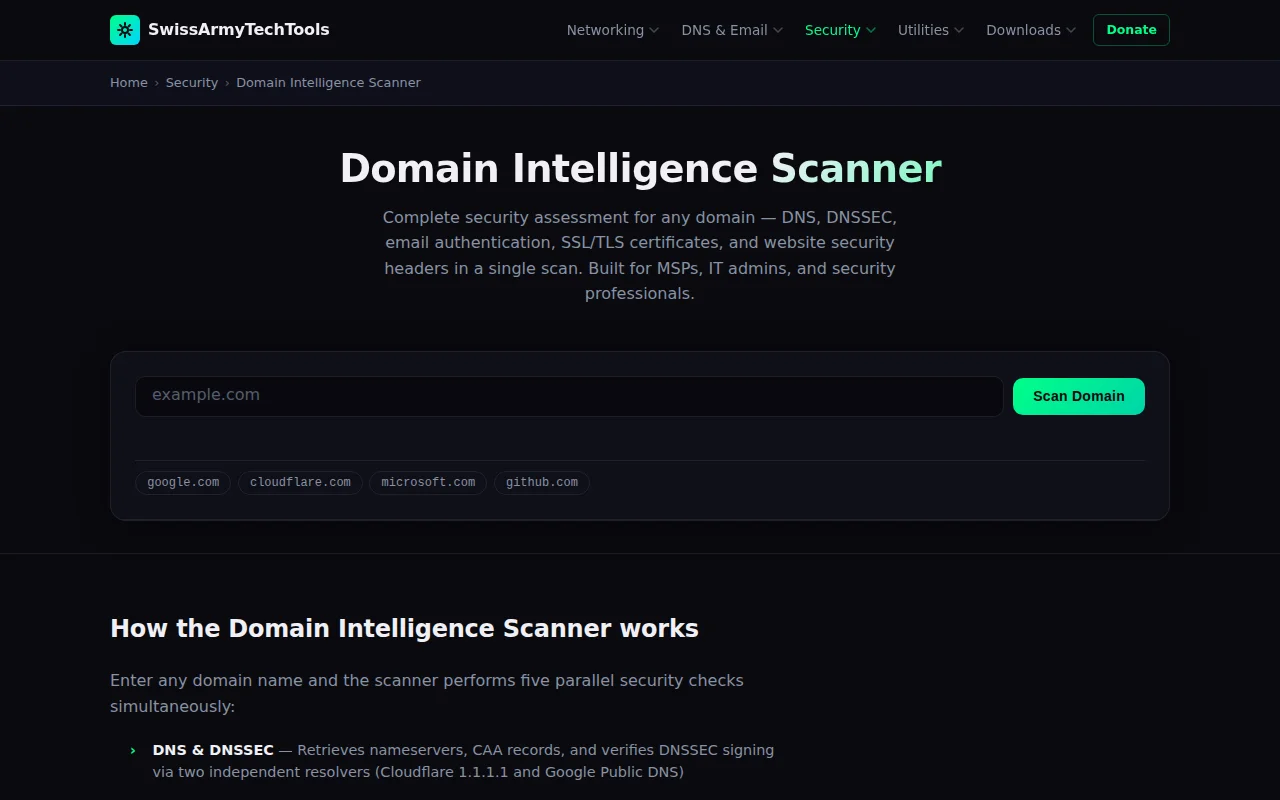 I built a tool to consolidate common domain security checks